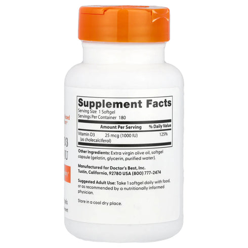 Image of Vitamin D3 (1000IU) 180sgcaps supplement facts